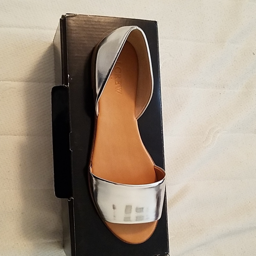 JCrew metallic peep toe d'orsey flats 7